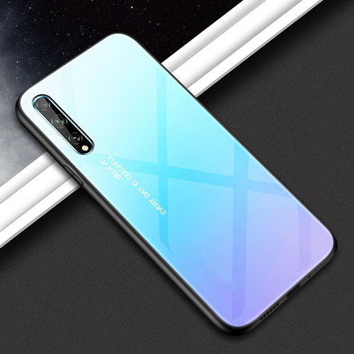 Silicone Frame Mirror Case Cover for Huawei Enjoy 10S Sky Blue