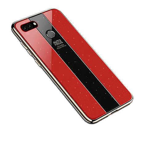 Silicone Frame Mirror Case Cover for Huawei Enjoy 8 Plus Red