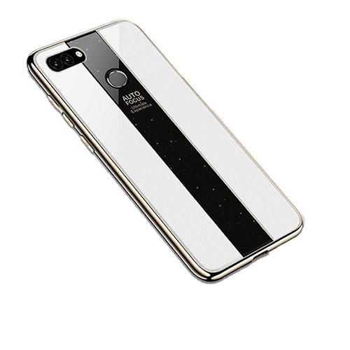 Silicone Frame Mirror Case Cover for Huawei Enjoy 8 Plus White