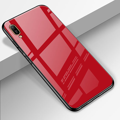 Silicone Frame Mirror Case Cover for Huawei Enjoy 9e Red