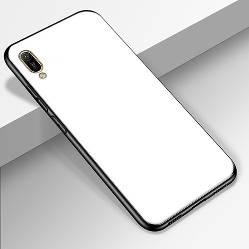 Silicone Frame Mirror Case Cover for Huawei Enjoy 9e White