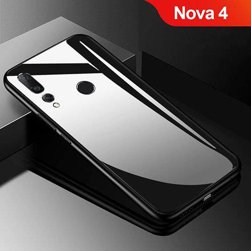 Silicone Frame Mirror Case Cover for Huawei Nova 4 Black