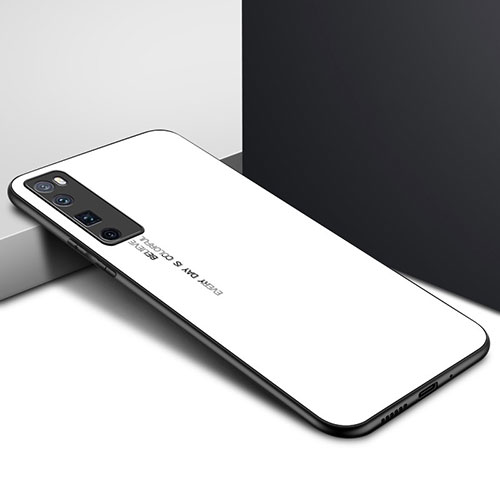 Silicone Frame Mirror Case Cover for Huawei Nova 7 Pro 5G White