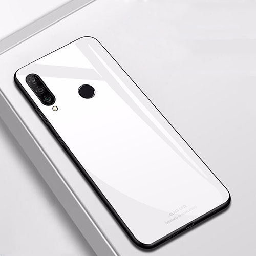 Silicone Frame Mirror Case Cover for Huawei P30 Lite New Edition White