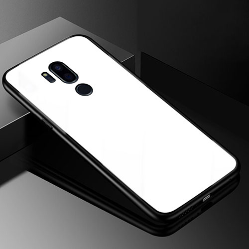 Silicone Frame Mirror Case Cover for LG G7 White