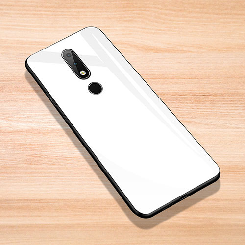 Silicone Frame Mirror Case Cover for Nokia 6.1 Plus White