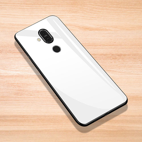 Silicone Frame Mirror Case Cover for Nokia 7.1 Plus White