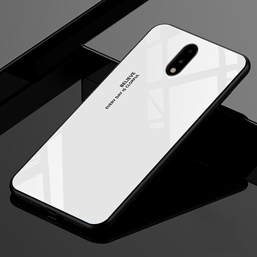 Silicone Frame Mirror Case Cover for OnePlus 7 White