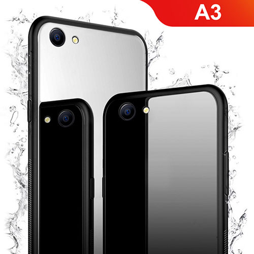 Silicone Frame Mirror Case Cover for Oppo A3 Black