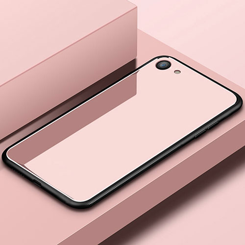 Silicone Frame Mirror Case Cover for Oppo A3 Rose Gold