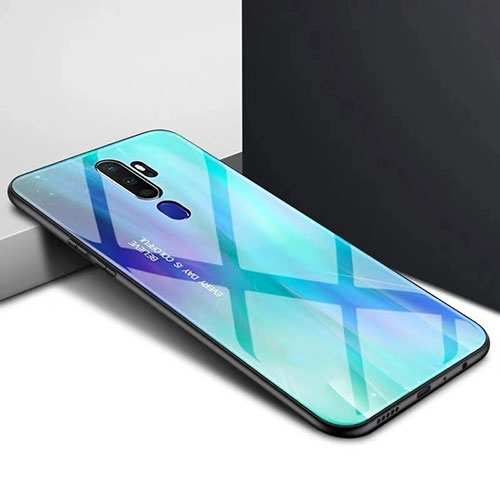 Silicone Frame Mirror Case Cover for Oppo A5 (2020) Cyan