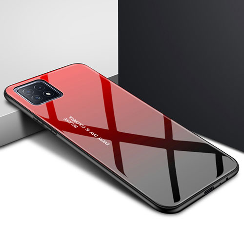 Silicone Frame Mirror Case Cover for Oppo A72 5G Red