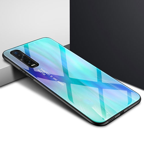 Silicone Frame Mirror Case Cover for Oppo Find X2 Cyan
