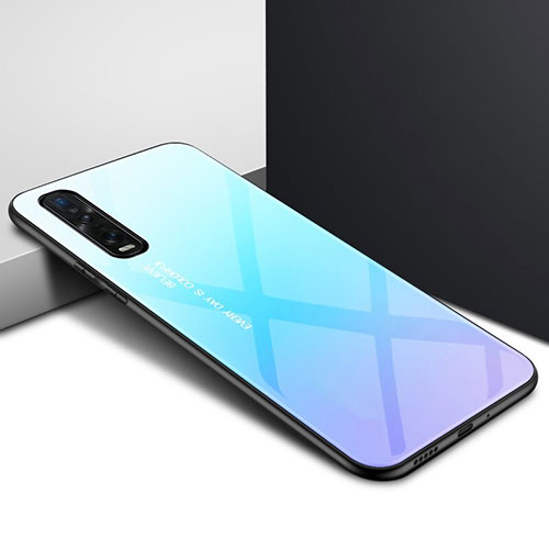 Silicone Frame Mirror Case Cover for Oppo Find X2 Pro Sky Blue