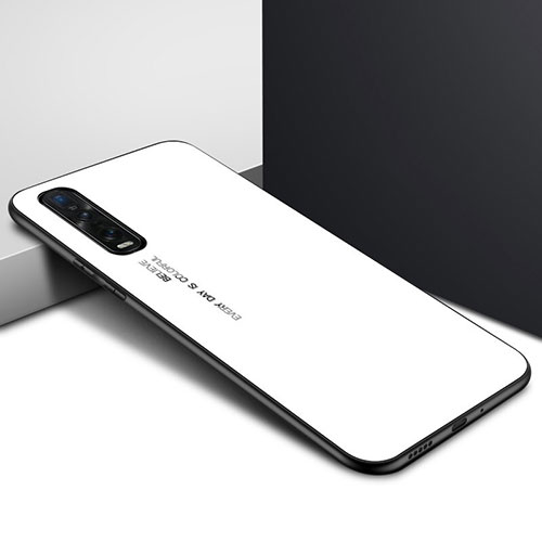 Silicone Frame Mirror Case Cover for Oppo Find X2 Pro White