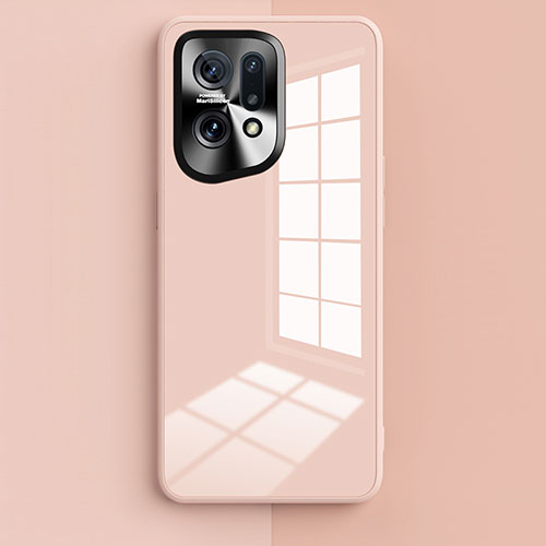 Silicone Frame Mirror Case Cover for Oppo Find X5 5G Pink