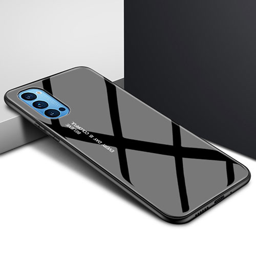 Silicone Frame Mirror Case Cover for Oppo Reno4 5G Black