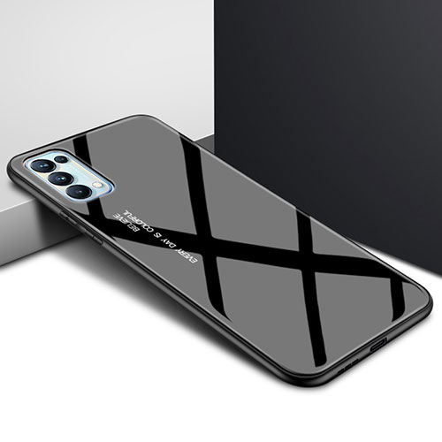 Silicone Frame Mirror Case Cover for Oppo Reno5 Pro 5G Black