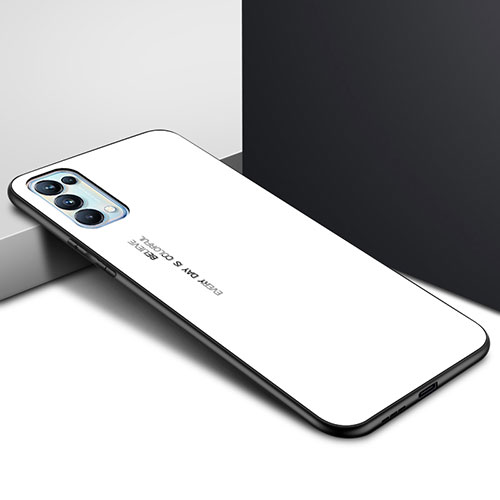 Silicone Frame Mirror Case Cover for Oppo Reno5 Pro 5G White