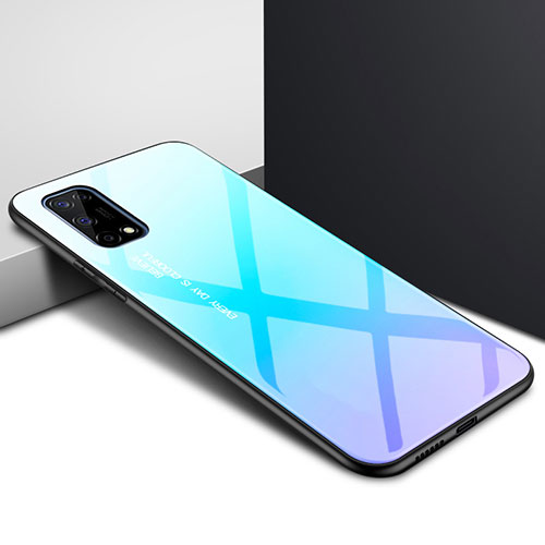 Silicone Frame Mirror Case Cover for Realme Q2 Pro 5G Mint Blue