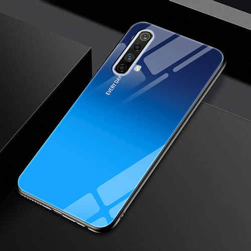 Silicone Frame Mirror Case Cover for Realme X50m 5G Blue