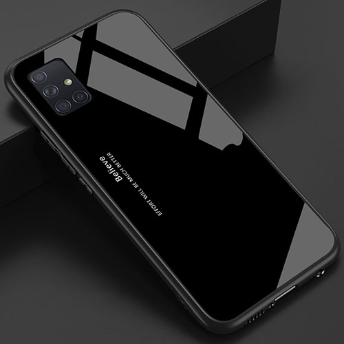 Silicone Frame Mirror Case Cover for Samsung Galaxy A51 4G Black