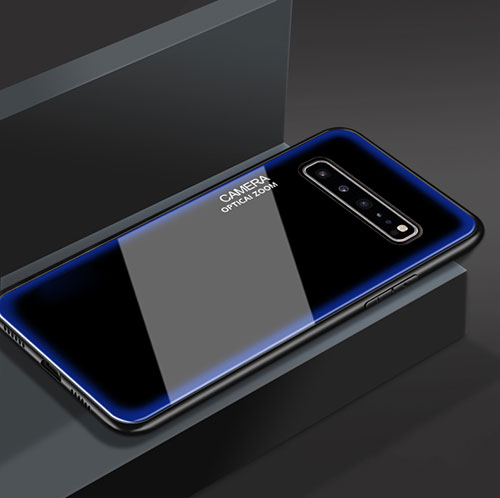 Silicone Frame Mirror Case Cover for Samsung Galaxy S10 5G SM-G977B Blue