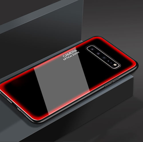 Silicone Frame Mirror Case Cover for Samsung Galaxy S10 5G SM-G977B Red