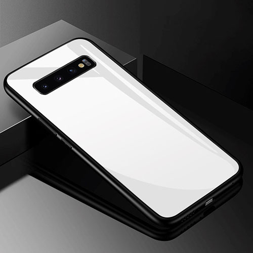 Silicone Frame Mirror Case Cover for Samsung Galaxy S10 5G White