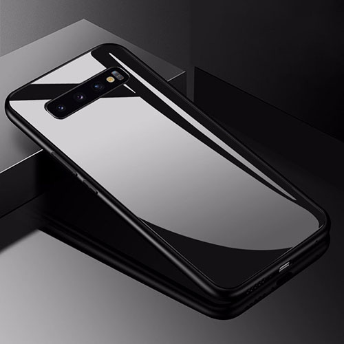 Silicone Frame Mirror Case Cover for Samsung Galaxy S10 Black