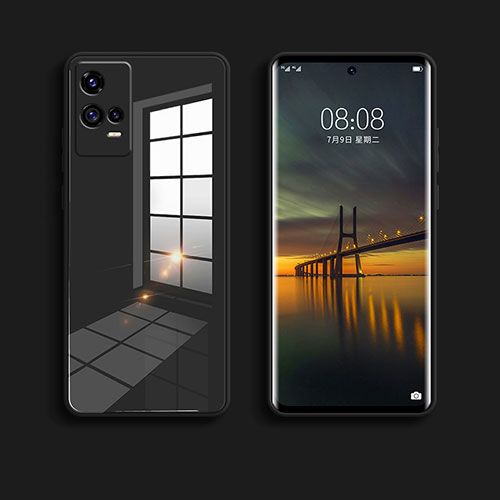 Silicone Frame Mirror Case Cover for Vivo iQOO 8 5G Black