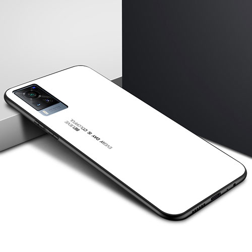 Silicone Frame Mirror Case Cover for Vivo X60T 5G White