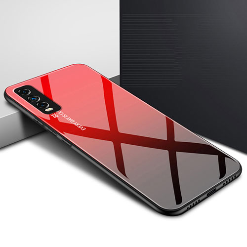 Silicone Frame Mirror Case Cover for Vivo Y20i India Red