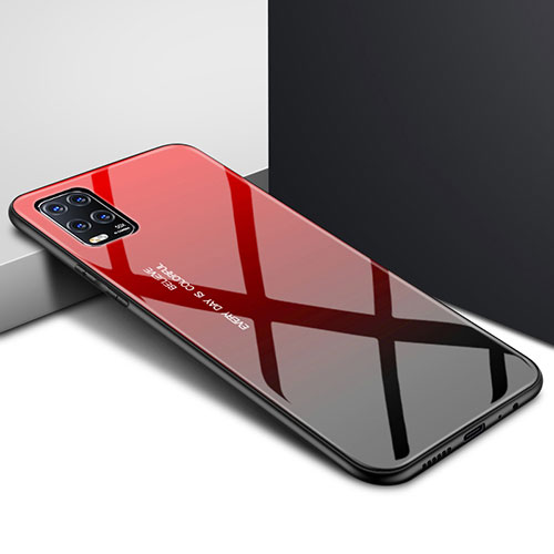 Silicone Frame Mirror Case Cover for Xiaomi Mi 10 Lite Red