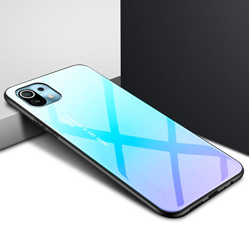 Silicone Frame Mirror Case Cover for Xiaomi Mi 11 5G Sky Blue