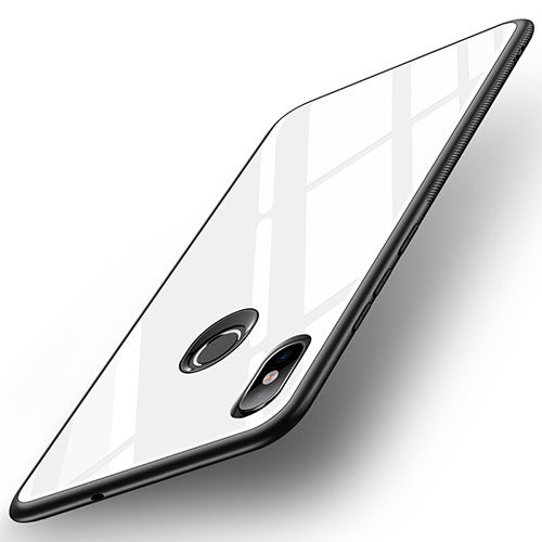 Silicone Frame Mirror Case Cover for Xiaomi Mi 8 White