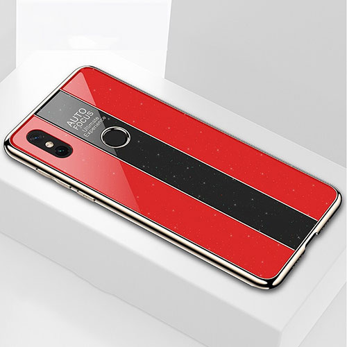 Silicone Frame Mirror Case Cover for Xiaomi Mi Max 3 Red