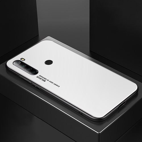 Silicone Frame Mirror Case Cover for Xiaomi Redmi Note 8 (2021) White