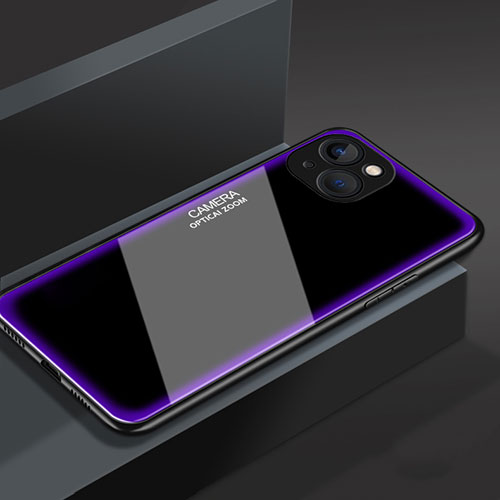 Silicone Frame Mirror Case Cover M01 for Apple iPhone 13 Mini Purple