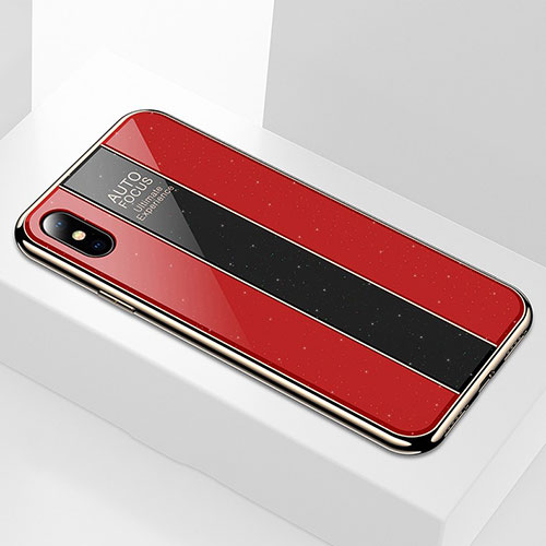 Silicone Frame Mirror Case Cover M01 for Apple iPhone Xs Max Red