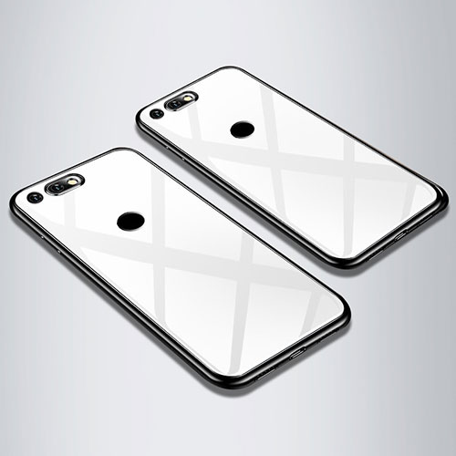 Silicone Frame Mirror Case Cover M01 for Huawei Honor V20 White