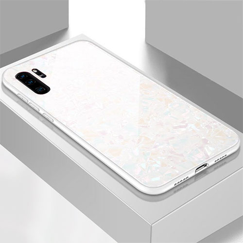 Silicone Frame Mirror Case Cover M01 for Huawei P30 Pro White