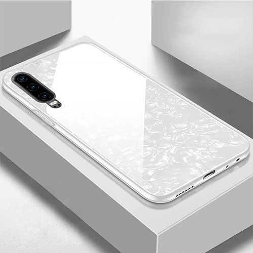 Silicone Frame Mirror Case Cover M01 for Huawei P30 White