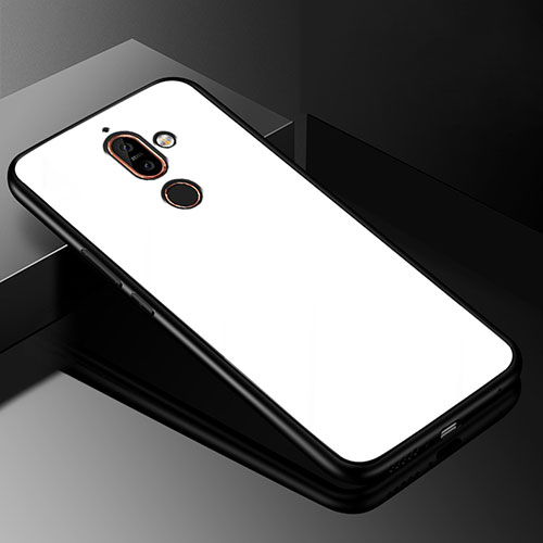 Silicone Frame Mirror Case Cover M01 for Nokia 7 Plus White