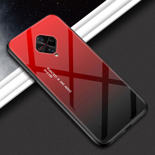Silicone Frame Mirror Case Cover M01 for Vivo X50 Lite Red