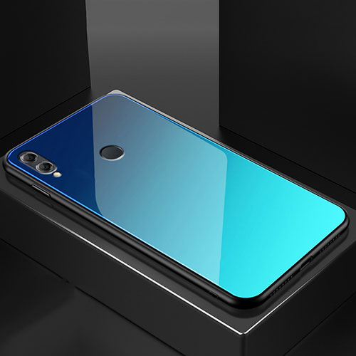 Silicone Frame Mirror Case Cover M02 for Huawei Honor 8X Sky Blue