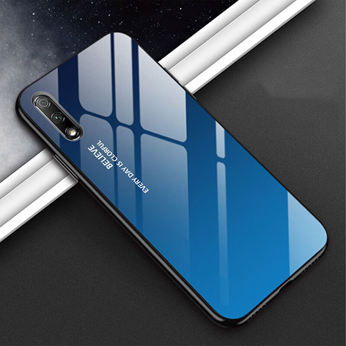 Silicone Frame Mirror Case Cover M02 for Huawei Honor 9X Blue