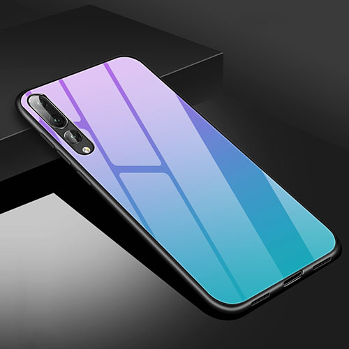 Silicone Frame Mirror Case Cover M02 for Huawei P20 Pro Cyan