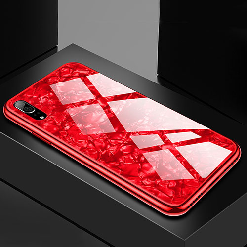 Silicone Frame Mirror Case Cover M02 for Huawei P20 Red