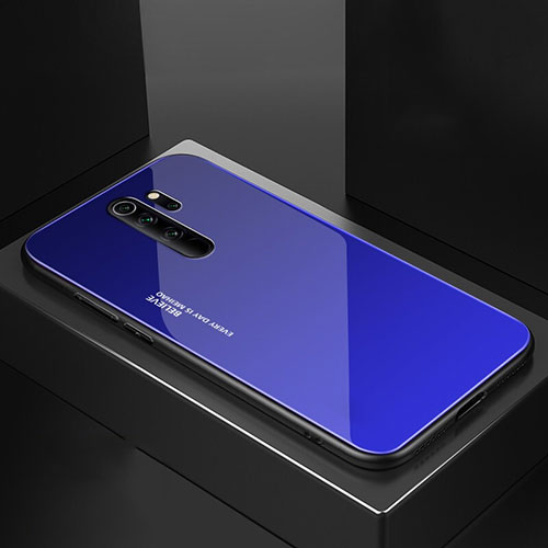 Silicone Frame Mirror Case Cover M02 for Xiaomi Redmi Note 8 Pro Blue